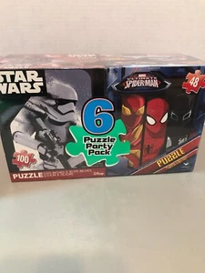 6 Puzzle Party Pack of Disney & Marvel  ~ Star Wars, Avengers, & Spider-Man - Picture 1 of 5