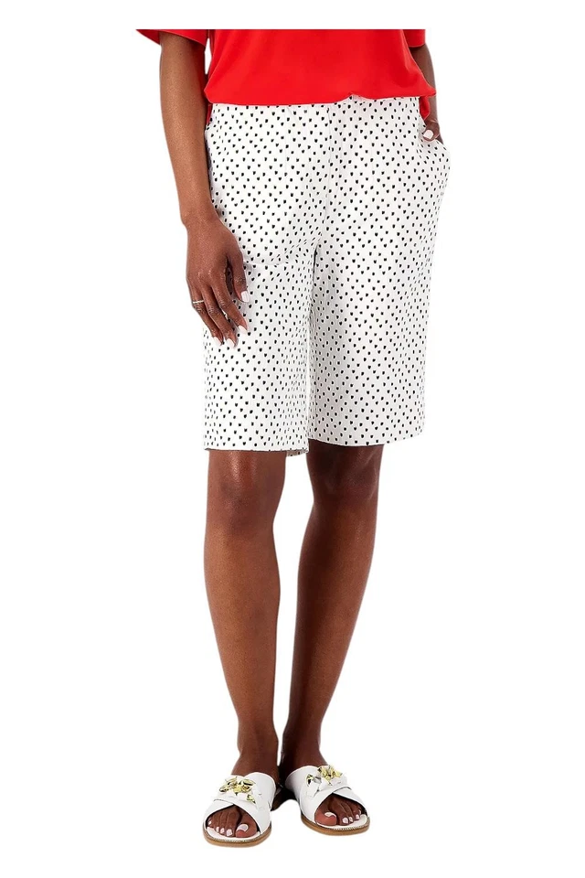 Pantalones cortos para mujer Susan Graver estampados texturizados elásticos tejidos marfil Foto 1 de 1