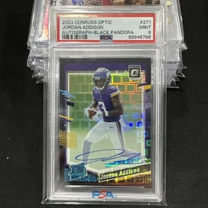 2023 Donruss Optic Black Pandora #09/25 Jordan Addison PSA 9 Auto Vikings - Bild 1 von 5