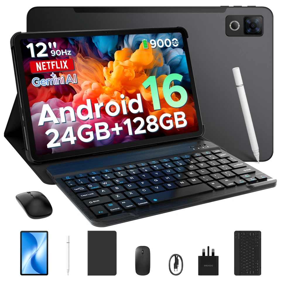 DOOGEE U12 Android 16 Tablet Gemini AI 9000mAh 12 Zoll 24GB+128GB Widevine L1 FM - Bild 1 von 4