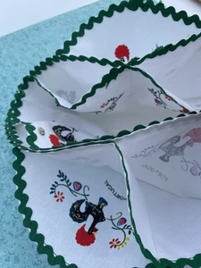 Vintage Bread Roll Biscuit Holder Warmer  Rooster Snaps Rickrack Cotton Portugal - Picture 1 of 10