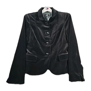 J.Crew Blazer Damen 10 schwarz Samt Sakko 4-Knopf Wildleder Vintage 85794 - Bild 1 von 8