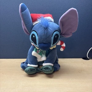 Disney Store Stitch Holiday Plush Candy cane Santa Hat Christmas - Picture 1 of 12