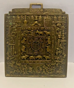 Antico amuleto zodiacale Nepal tibetano -- bronzo - grande - ottimo - Foto 1 di 9