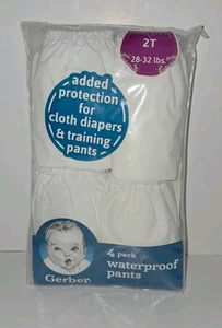 NUOVO Gerber Confezione 4 Pantaloni Impermeabili Plastica Bianca Da Utilizzare Con Pannolini Pannolini 2T - Foto 1 di 2