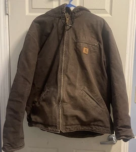 Carhartt J141 DKB Men's XL Sherpa Fleece Lined Canvas Duck Jacket Faded - Picture 1 of 15