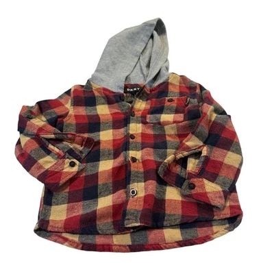 DKNY Toddler Boy 2T Plaid Hooded Button-Up Jacket - Image 1 of 4