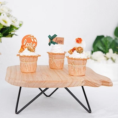 12" NEGRO MARRÓN Cuadrado Madera Natural PASTEL Postre SOPORTE Fiesta Evento Decoraciones Foto 1 de 4