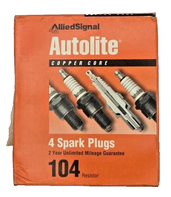 Velas de ignição Autolite nº. 104 ponta padrão NOS 4 pacotes núcleo de cobre vintage - Imagem 1 de 3