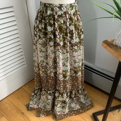 H&M Falda Mujer 6 Marrón Floral Gasa Maxi Retro Bosque Bosque Hada Niña Foto 1 de 4