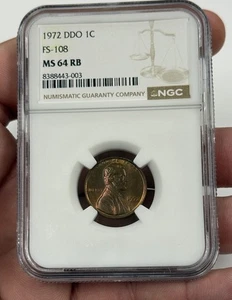 1972 NGC MS64 RB Double Die Obverse FS-108 Mint Error Penny! #2274 - Picture 1 of 5