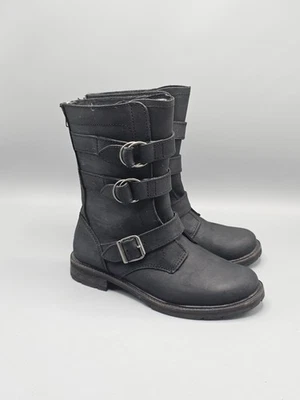 Botas LL Bean Old Port Cuero Hebilla Para Mujer 7.5 M Medio Negro Moto Combate Cremallera Foto 1 de 4