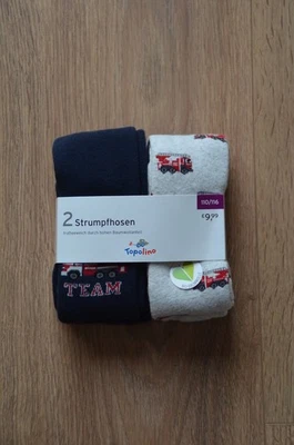 2 Paar Strumpfhose warm dick 122-128 Feuerwehr Yigga Ernstings family - Bild 1 von 2