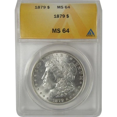1879 Morgan Dollar MS 64 ANACS Silver Uncirculated $1 Coin SKU:I23162 - Image 1 of 4