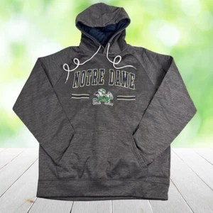 NOTRE DAME Sudadera con Capucha Hombres L Gris Bordado Spellout Leprechaun Sudadera Irlandesa - Imagen 1 de 10