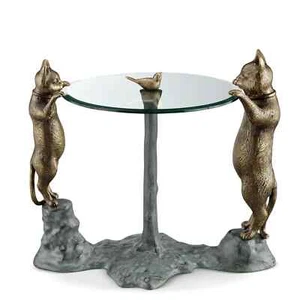 Aluminum Whimsical Curious Cats End/Side Table-22.5'' x 18''H - Picture 1 of 1