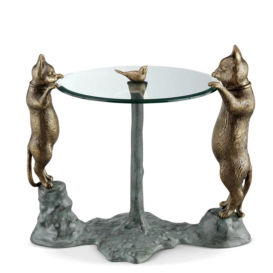 Aluminum Whimsical Curious Cats End/Side Table-22.5'' x 18''H - Image 1 of 1