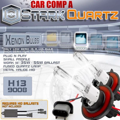 35W / 55W Xenon HID Bulbs Hi Lo Head Light 6000K - H13 (9008) Replacement Pair - Image 1 of 3