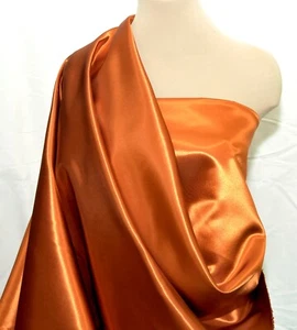 SHINY SATIN POLYESTER 60" RUST FABRIC BY THE YARD, BRIDESMAID, COSTUME - Picture 1 of 11