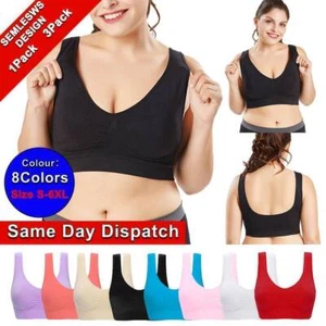 Plus Size Womens Seamless Sport Bras Crop Top Vest Ladies Stretch Unpadded Bra - Picture 1 of 21