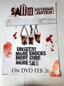 SAW 3 III EXTREME EDITION HORROR ORIGINAL POSTER Video Shop DVD VHS 59.4x42cm - Foto 1 di 3