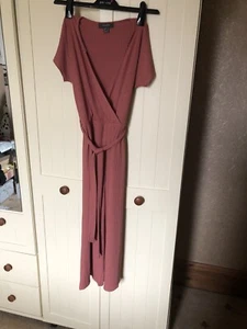 PRIMARK Preloved Terracotta Pink Ribbed Cap Sleeve Capri Cropped Jumpsuit Size 6 - Picture 1 of 9