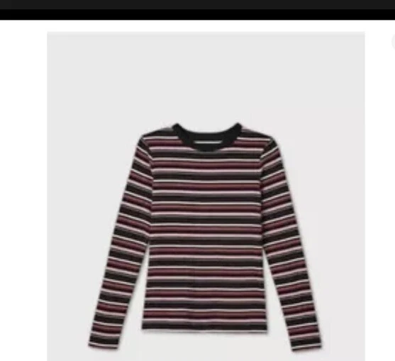 Womens XS a Day Long Sleeve Casual Shirt Purple Striped