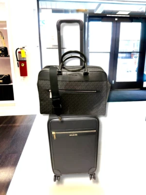 Michael Kors Travel Essentials: MK Black Unisex Trolley and Weekender Duffle Bag - Image 1 of 4