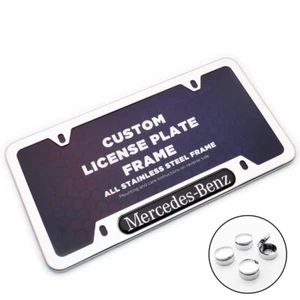 Chrome Stainless Front Rear For Mercedes-Benz Car License Plate Frame Cover Gift - Picture 1 of 8