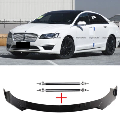 For Lincoln MKZ Front Bumper Lip Spoiler Splitter + Strut Rods Glossy Black Foto 1 de 4