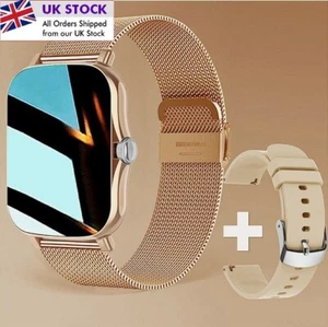 Smart Watch Android IOS Bluetooth Call Men/Women Unisex Fitness Tracker Gold UK - Picture 1 of 12