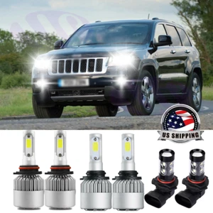 9005 9006 LED Headlight 9145 H10 Fog Bulbs for Jeep Grand Cherokee 2005-2010 - Picture 1 of 12