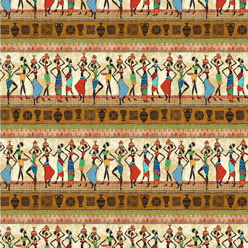 Michael Miller Kenya CX9985 Multi African Beauty Rayas Algodón Foto 1 de 1