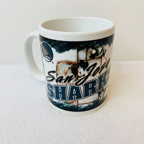 Vintage 90s San Jose Sharks Ceramic Coffee Mug Cup NHL Hockey Logo Cover