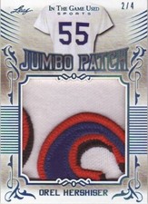2020 Leaf In the Game Used Jumbo Patch Platinum Blue Orel Hershiser 2/4 Jersey