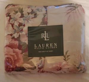 Ralph Lauren RIVER FLORAL SAND Cotton King Flat Sheet 200 Fadenzahl - Bild 1 von 2