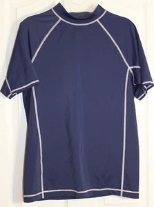 Lands’ End Boy’s Short Sleeve Rash Guard Blue White Stitching Size XL 18-20 - Picture 1 of 6