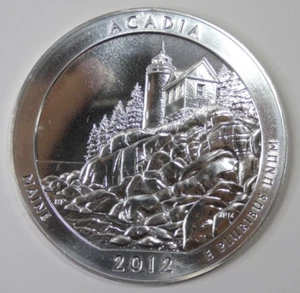 2012 Acadia Maine America the Beautiful 5 Ounce .999 Fine Silver Quarter - Picture 1 of 4