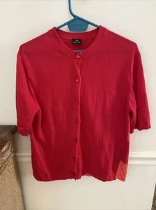 Paul Smith Knitted Red/pink Cardigan Button Up Short Sleeve XL Pristine - Picture 1 of 6
