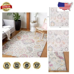 Madison Collection 6'7" Square Grey & Gold Area Rug - Kid & Pet Friendly - Picture 1 of 10