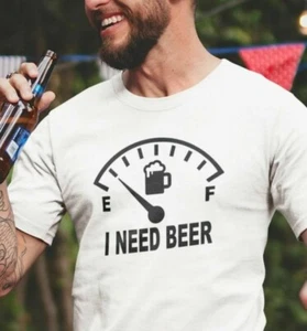 I NEED BEER T-SHIRT SARCASTIC FUNNY DRINKING TSHIRT BIRTHDAY WINE LOVERS TEE TOP - Picture 1 of 10