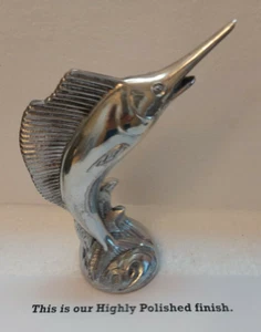 Apribottiglie da pesca alto 7" Sailfish Marlin Bill Fish alluminio lucido USA - Foto 1 di 4