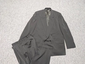 Traje vintage Burberry doble botonadura 2 piezas rayas 46L 38x32 verde lana EE. UU. - Imagen 1 de 18