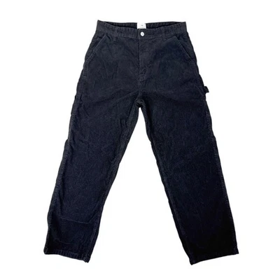 H&M Carpenter Pants Corduroy Cargo Men's Size 30 Black Relaxed Fit Baggy - Image 1 of 4