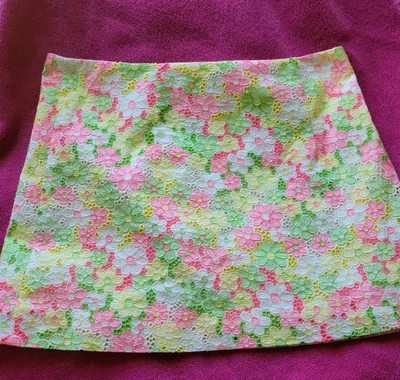 Falda Lilly Pulitzer Multi Floral Ojales Encaje Talla 4 Estilo 48579W Foto 1 de 4