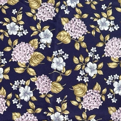 VTG Hydrangea Floral Fabric Lilac on Blue Cotton Blend Dress Apparel 62"L x 44"W - Image 1 of 4