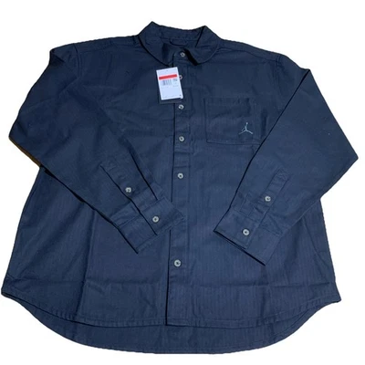 Air Jordan Essentials Button Down Shirt Mens L Black Long Sleeve FV7446 010 - Image 1 of 4