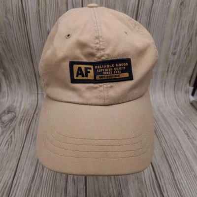 Vtg Abercrombie Fitch Hat Cap Fitted Tan Canvas Patch Reliable Goods Mens - Image 1 of 4