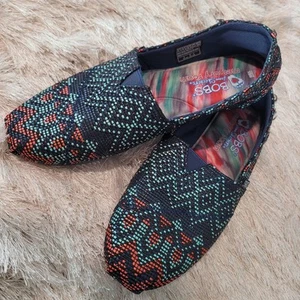 Bob's By Skechers Plush Loafer Shoes Slip On Memory Foam Sz 6.5 Blue Multi - Picture 1 of 9