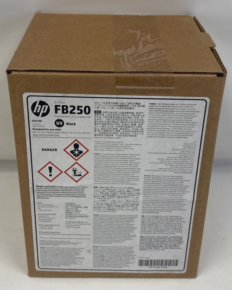 Tinta curable UV pigmentada negra genuina HP CH219A para Scitex FB250 - fecha 2021 Foto 1 de 2